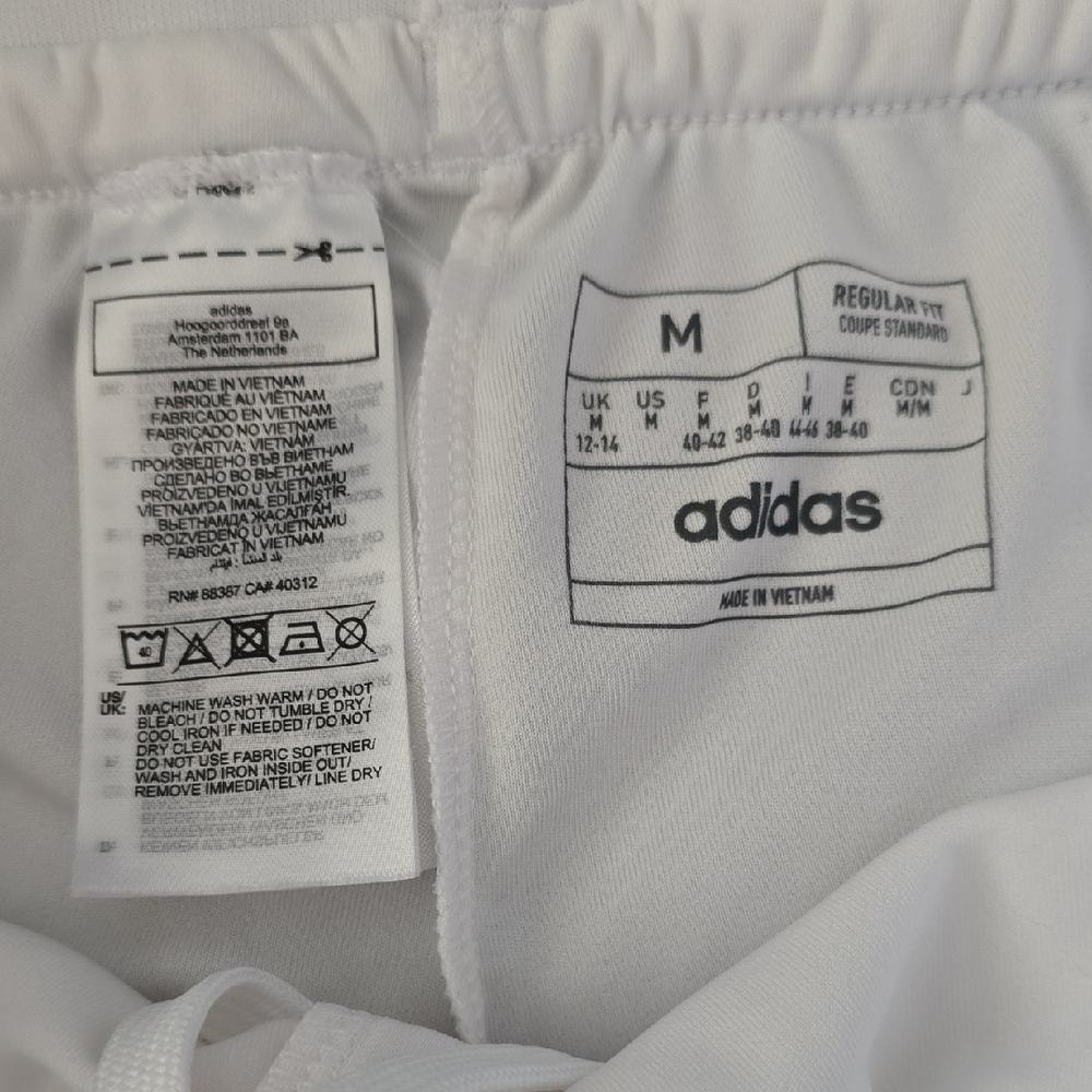 Adidas Women's White Athletic Shorts with Black Stripes, Medium - Picture 2 of 8